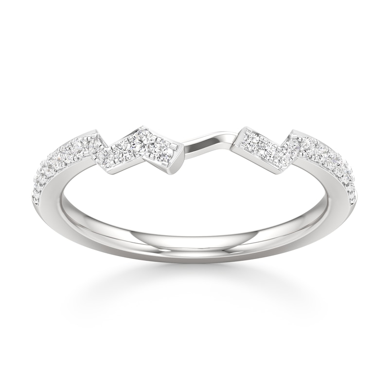Main Image 1 of J'Lure Lab-Grown Diamond Angled Contour Wedding Band 1/6 ct tw 18K White Gold