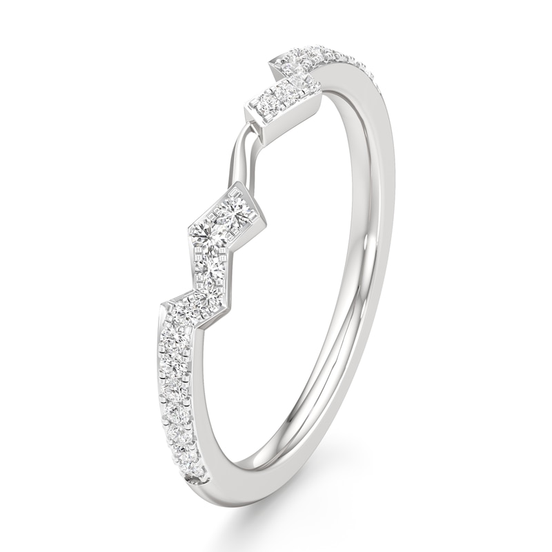 Main Image 4 of J'Lure Lab-Grown Diamond Angled Contour Wedding Band 1/6 ct tw 18K White Gold