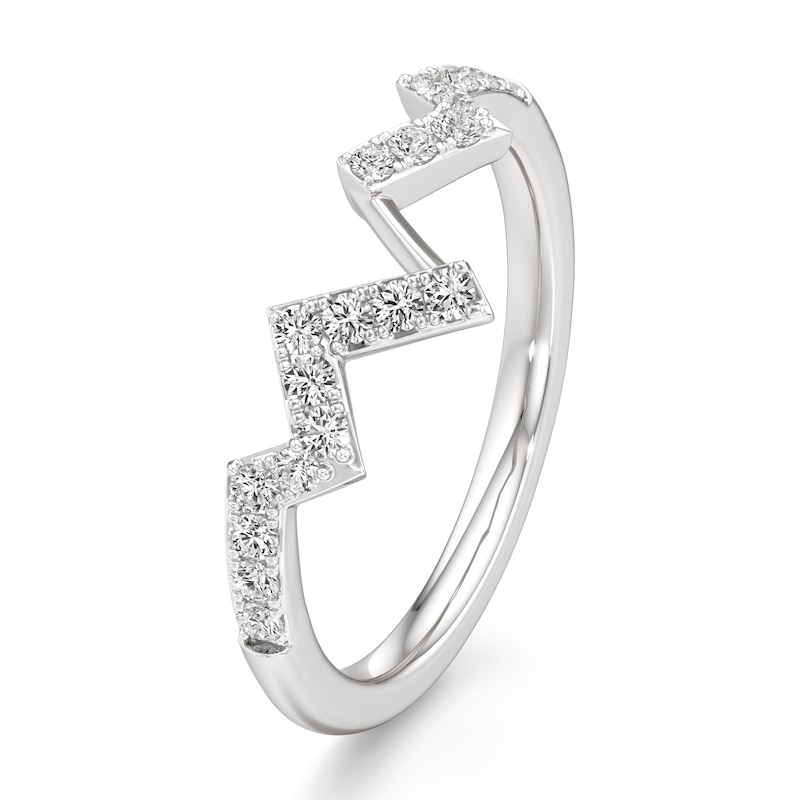Main Image 4 of J'Lure Lab-Grown Diamond Angled Contour Wedding Band 1/4 ct tw 18K White Gold