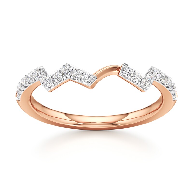 Main Image 1 of J'Lure Lab-Grown Diamond Angled Contour Wedding Band 1/5 ct tw 18K Rose Gold