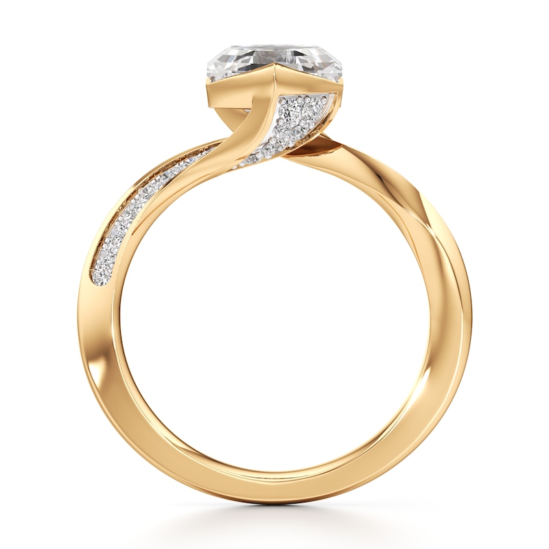 Main Image 2 of J'Lure Hexagon Step-Cut Lab-Grown Diamond Bypass Engagement Ring 2-1/4 ct tw 18K Yellow Gold