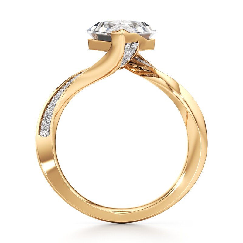 Main Image 2 of J'Lure Lozenge Step-Cut Lab-Grown Diamond Bypass Engagement Ring 3-1/4 ct tw 18K Yellow Gold