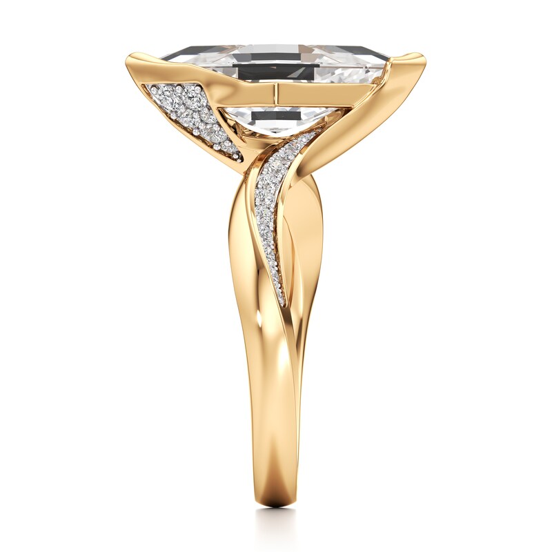 Main Image 3 of J'Lure Lozenge Step-Cut Lab-Grown Diamond Bypass Engagement Ring 3-1/4 ct tw 18K Yellow Gold