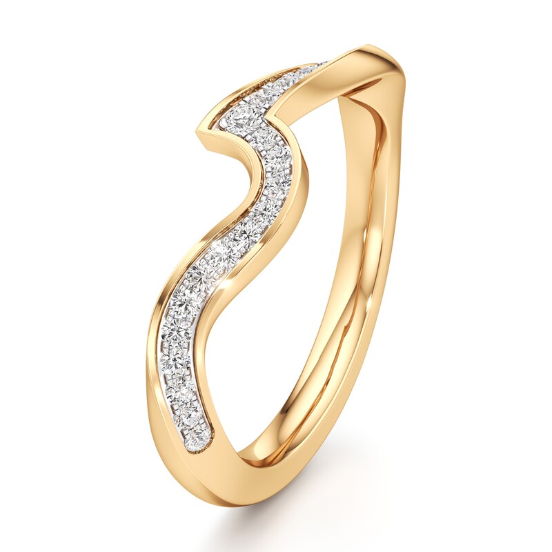 Main Image 4 of J'Lure Lab-Grown Diamond Contour Wedding Band 1/5 ct tw 18K Yellow Gold