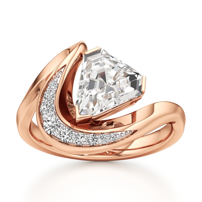 Main Image 1 of J'Lure Shield Step-Cut Lab-Grown Diamond Engagement Ring 2 ct tw 18K Rose Gold