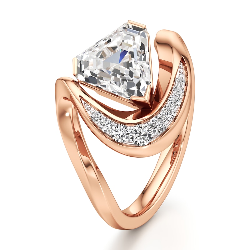 Main Image 4 of J'Lure Shield Step-Cut Lab-Grown Diamond Engagement Ring 2 ct tw 18K Rose Gold