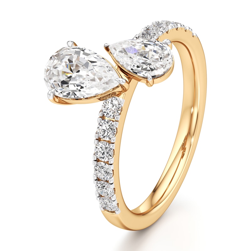 Main Image 4 of J'Lure Pear Step-Cut Two-Stone Lab-Grown Diamond Engagement Ring 1-7/8 ct tw 18K Yellow Gold