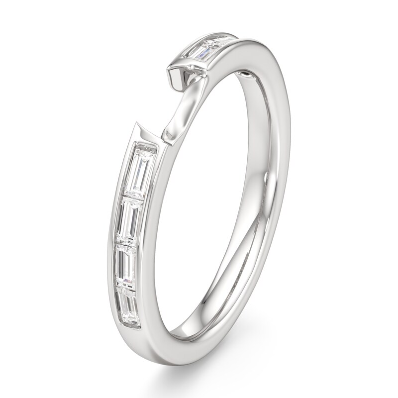 Main Image 4 of J'Lure Baguette-Cut Lab-Grown Diamond Contour Wedding Band 1/3 ct tw 18K White Gold