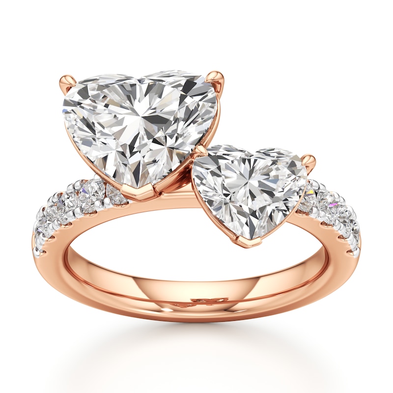 Main Image 1 of J'Lure Heart Brilliant-Cut Two-Stone Lab-Grown Diamond Engagement Ring 4-5/8 ct tw 18K Rose Gold