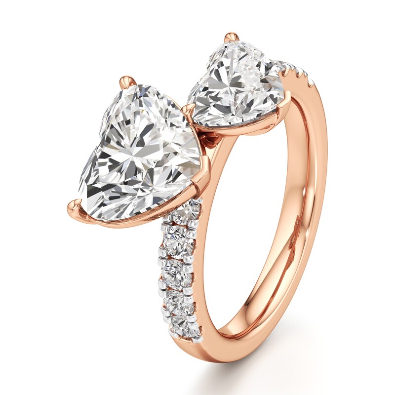 Main Image 4 of J'Lure Heart Brilliant-Cut Two-Stone Lab-Grown Diamond Engagement Ring 4-5/8 ct tw 18K Rose Gold