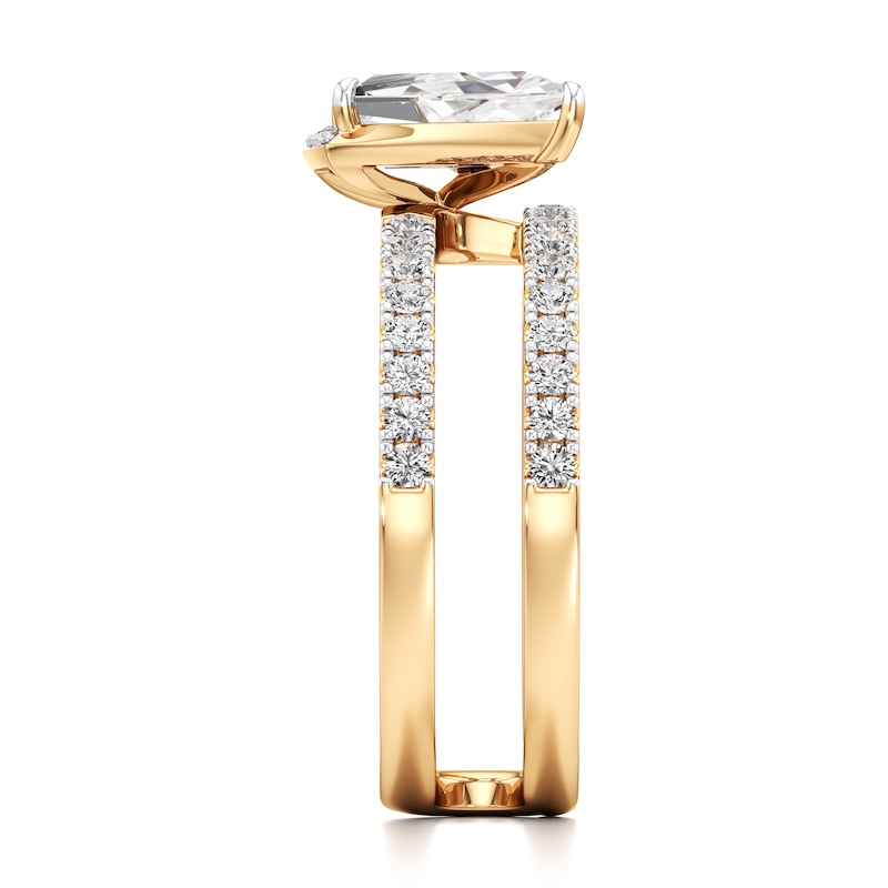 Main Image 3 of J'Lure Kite Step-Cut Lab-Grown Diamond Spiral Engagement Ring 1-3/8 ct tw 18K Yellow Gold