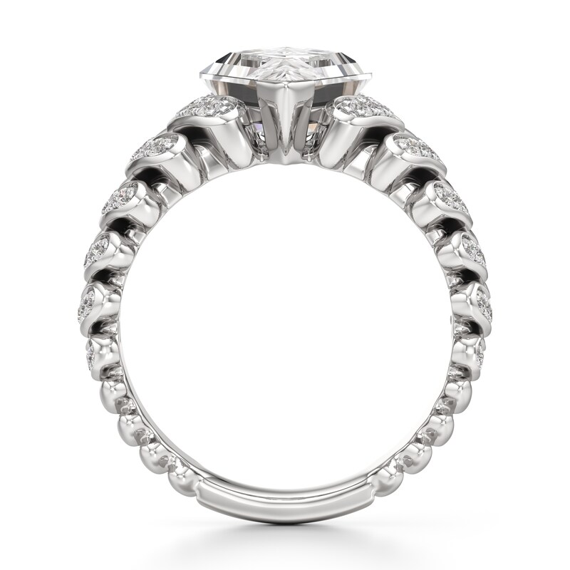 Main Image 2 of J'Lure Lozenge Step-Cut Lab-Grown Diamond Engagement Ring 3-1/2 ct tw 18K White Gold
