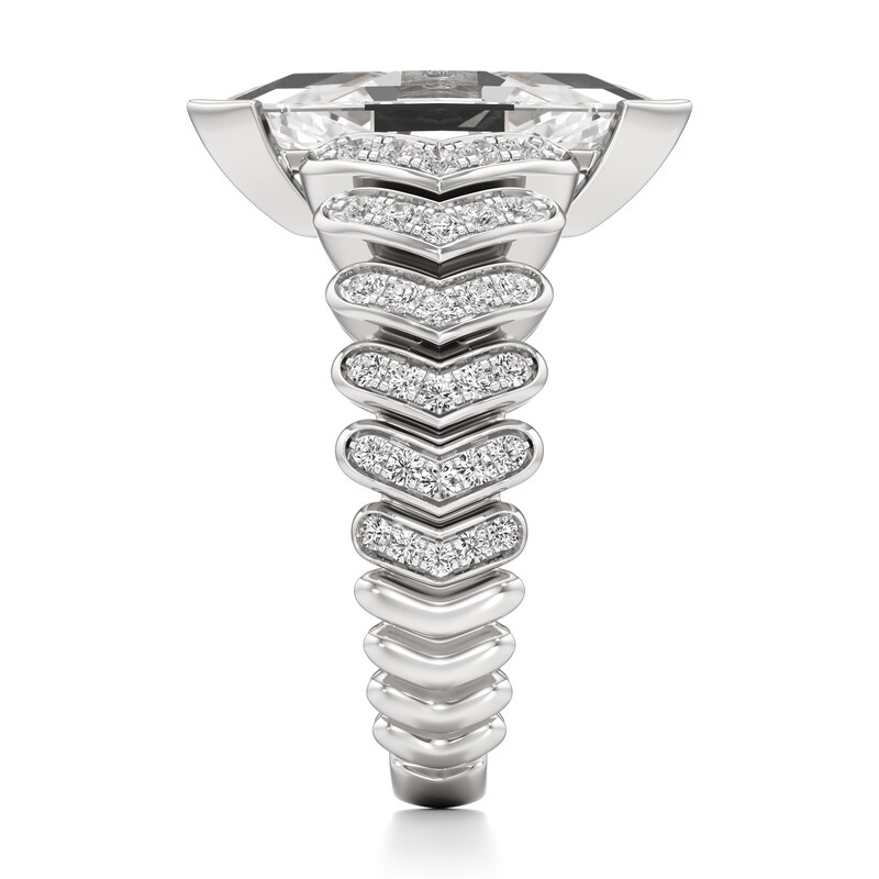 Main Image 3 of J'Lure Lozenge Step-Cut Lab-Grown Diamond Engagement Ring 3-1/2 ct tw 18K White Gold