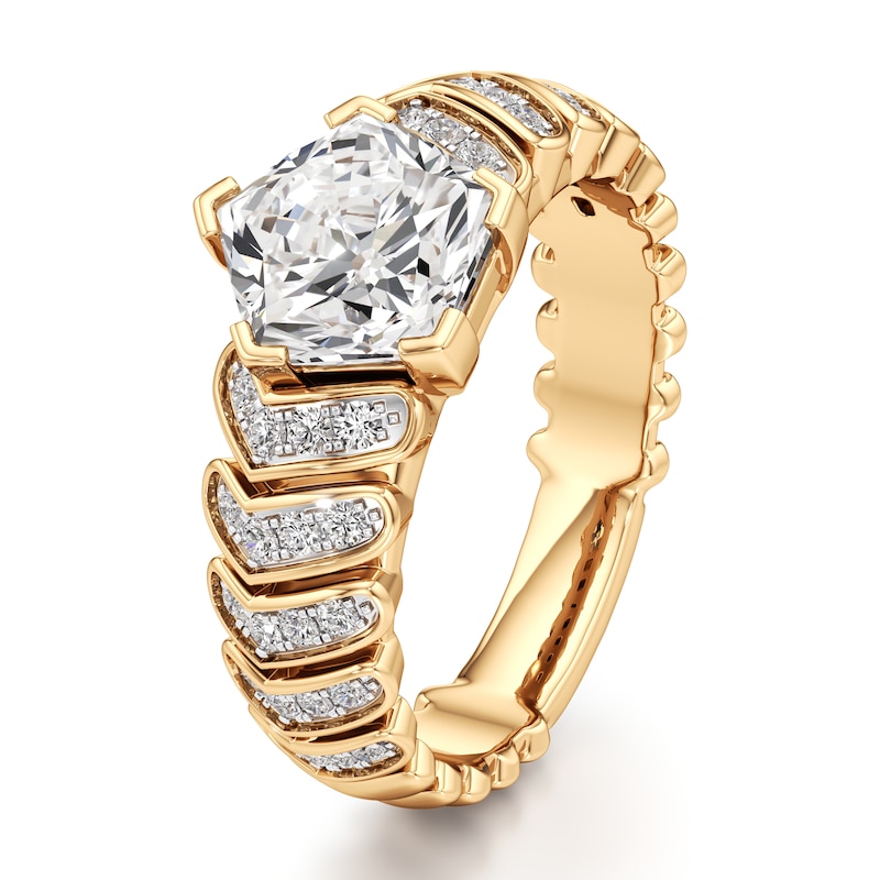 Main Image 4 of J'Lure Pentagon Brilliant-Cut Lab-Grown Diamond Engagement Ring 2-1/3 ct tw 18K Yellow Gold