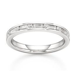 J'Lure Baguette & Round-Cut Lab-Grown Diamond Wedding Band 3/8 ct tw 18K White Gold