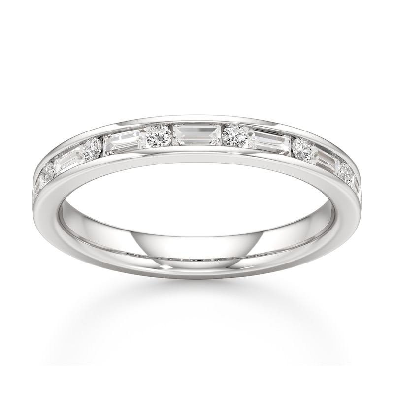 Main Image 1 of J'Lure Baguette & Round-Cut Lab-Grown Diamond Wedding Band 3/8 ct tw 18K White Gold