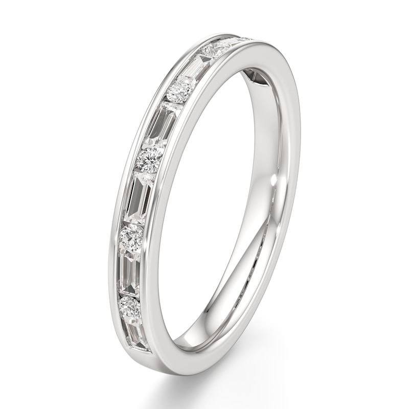 Main Image 4 of J'Lure Baguette & Round-Cut Lab-Grown Diamond Wedding Band 3/8 ct tw 18K White Gold