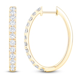Lab-Grown Diamond Oval Hoop Earrings 2 ct tw 14K Yellow Gold