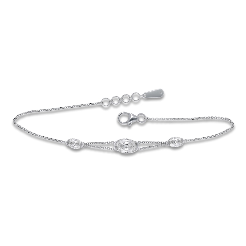 Main Image 1 of J'Lure Oval Step-Cut Lab-Grown Diamond Bracelet 1-1/2 ct tw 14K White Gold 7.25"