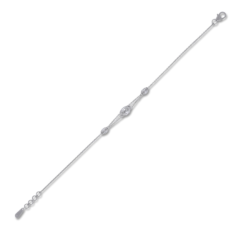 Main Image 2 of J'Lure Oval Step-Cut Lab-Grown Diamond Bracelet 1-1/2 ct tw 14K White Gold 7.25"