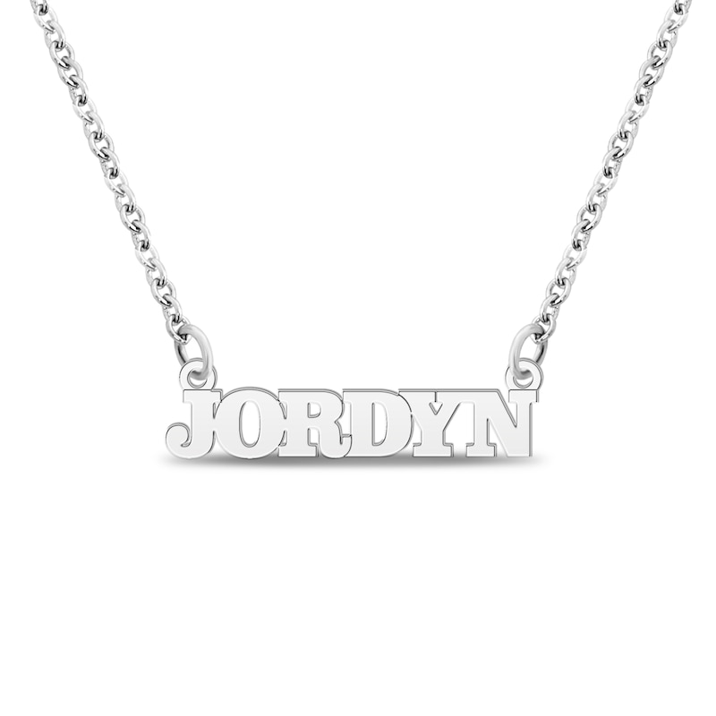 Main Image 1 of Block Name Necklace Sterling Silver 18"