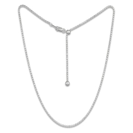Adjustable Oval Bead Chain Necklace 1.5mm Solid Sterling Silver 20"