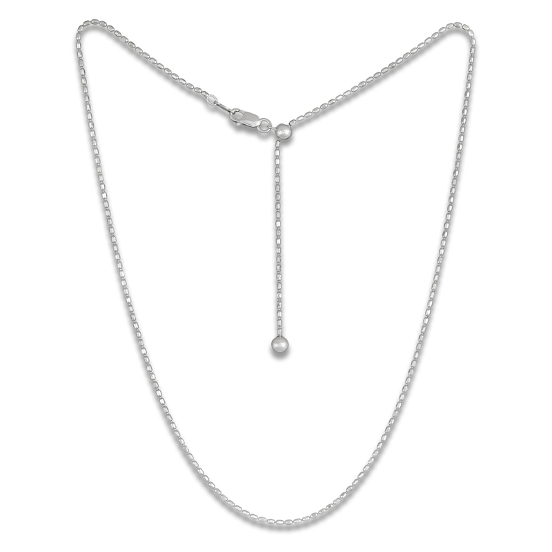 Main Image 1 of Adjustable Oval Bead Chain Necklace 1.5mm Solid Sterling Silver 20"