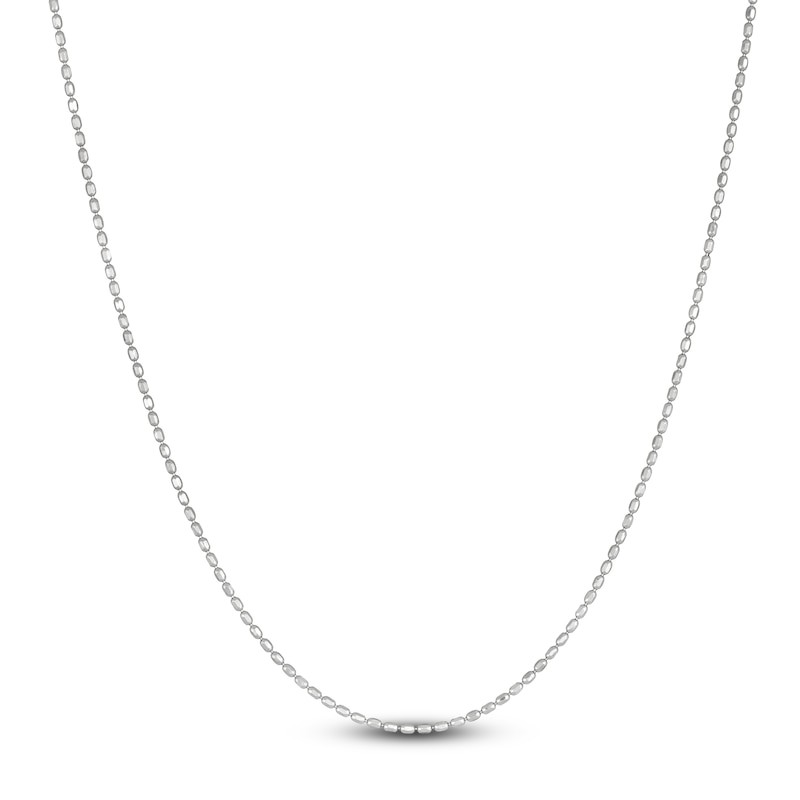 Main Image 4 of Adjustable Oval Bead Chain Necklace 1.5mm Solid Sterling Silver 20"