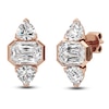 Thumbnail Image 2 of J'Lure Imperial Emerald Step-Cut & Trillion Curved Brilliant-Cut Lab-Grown Diamond Stud Earrings 3-1/8 ct tw 14K Rose Gold