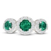 Thumbnail Image 3 of Lab-Created Emerald & White Lab-Created Sapphire Three-Stone Ring Sterling Silver