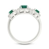 Thumbnail Image 4 of Lab-Created Emerald & White Lab-Created Sapphire Three-Stone Ring Sterling Silver