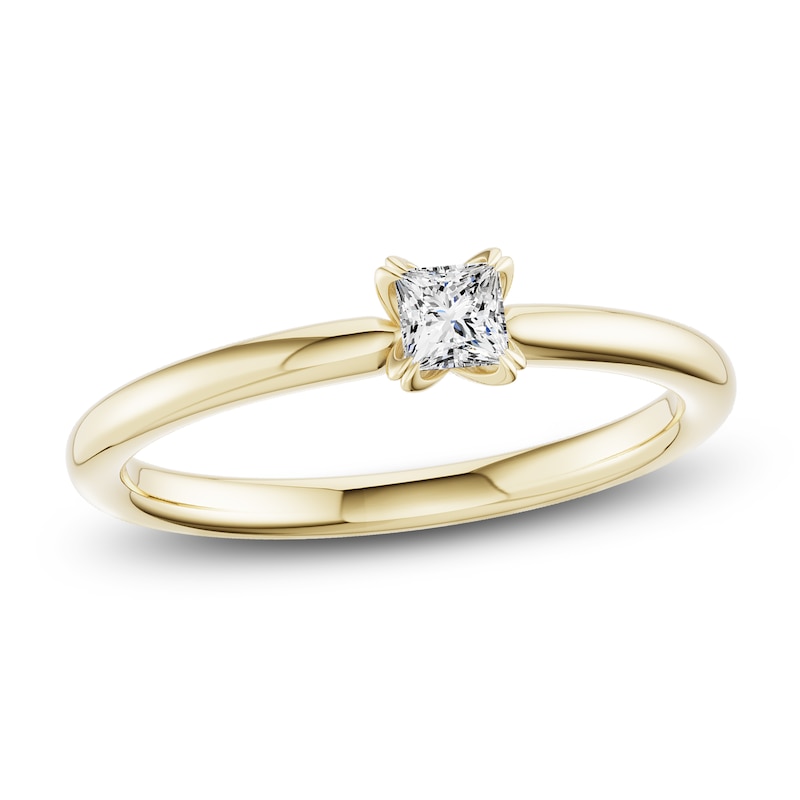 Main Image 1 of Certified Princess-Cut Diamond Solitaire Engagement Ring 1/4 ct tw 14K Yellow Gold (I1/I)