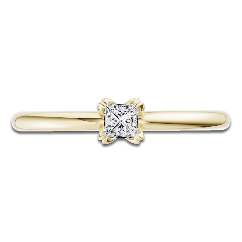 Main Image 3 of Certified Princess-Cut Diamond Solitaire Engagement Ring 1/4 ct tw 14K Yellow Gold (I1/I)