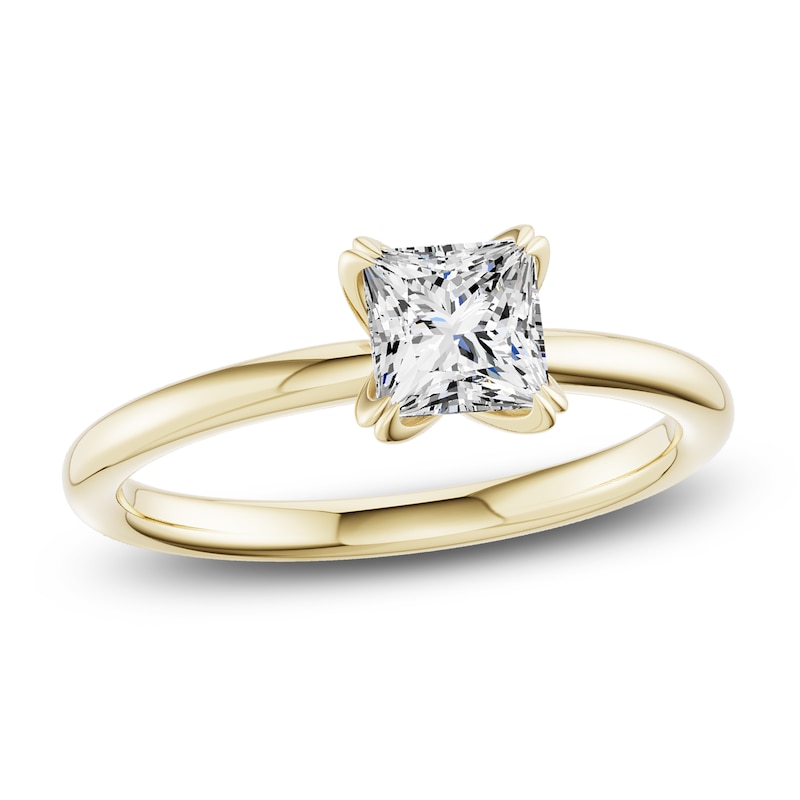 Main Image 1 of Certified Princess-Cut Diamond Solitaire Engagement Ring 1 ct tw 14K Yellow Gold (I1/I)