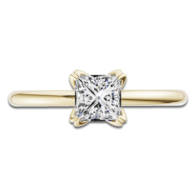 Main Image 3 of Certified Princess-Cut Diamond Solitaire Engagement Ring 1 ct tw 14K Yellow Gold (I1/I)