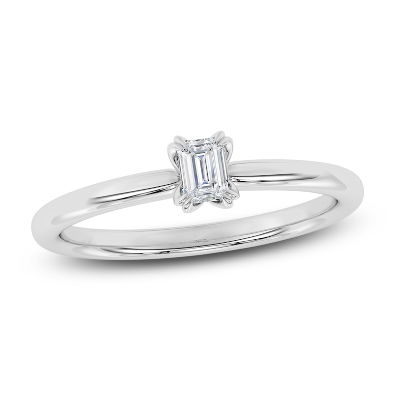 Main Image 1 of Emerald-Cut Diamond Solitaire Engagement Ring 1/4 ct tw 14K White Gold (I2/I)