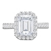 Thumbnail Image 3 of Emerald-Cut Lab-Grown Diamond Halo Engagement Ring 4 ct tw 18K White Gold