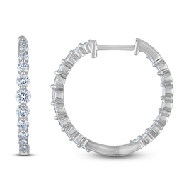 Lab-Grown Diamond Graduated Inside-Out Hoop Earrings 1 ct tw 14K White Gold