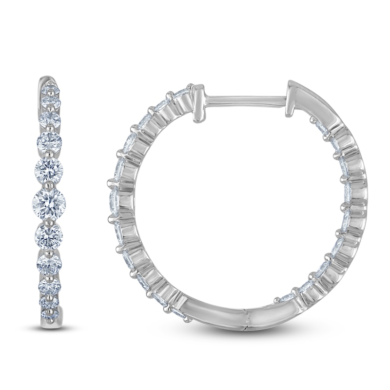 Main Image 1 of Lab-Grown Diamond Graduated Inside-Out Hoop Earrings 1 ct tw 14K White Gold