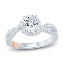 Pnina Tornai Round-Cut Lab-Grown Diamond Bypass Halo Engagement Ring 1-1/2 ct tw 14K White Gold