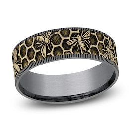 Men's Bee Comfort-Fit Wedding Band Tantalum & 14K Yellow Gold 7.5mm