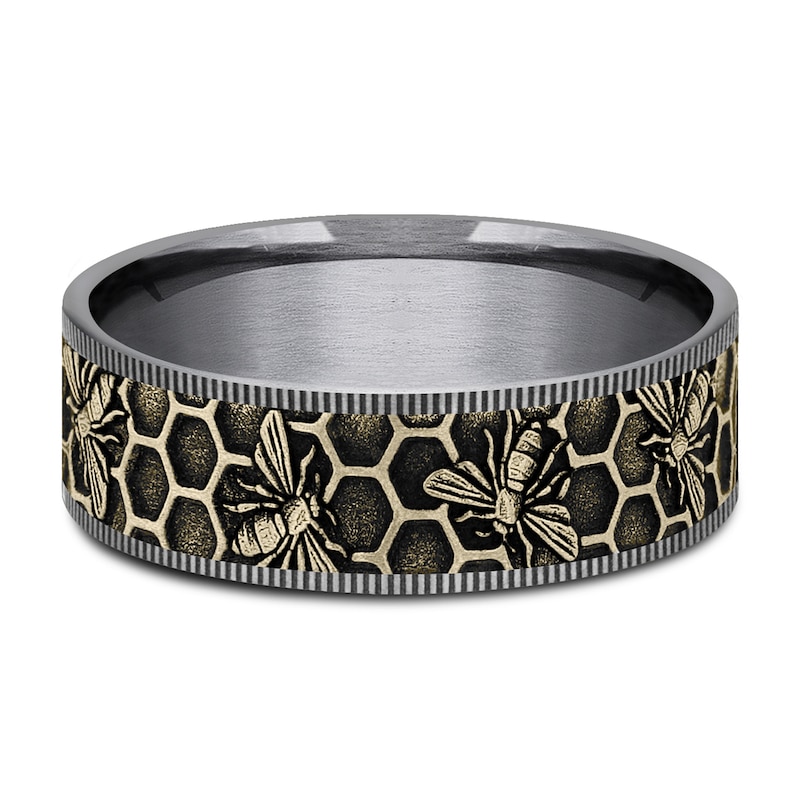 Main Image 3 of Men's Bee Comfort-Fit Wedding Band Tantalum & 14K Yellow Gold 7.5mm