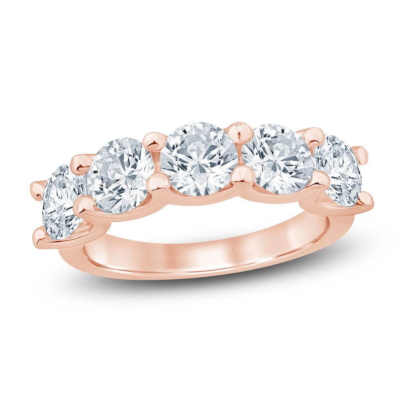 Main Image 1 of Lab-Grown Diamond Five-Stone Anniversary Ring 3 ct tw 14K Rose Gold