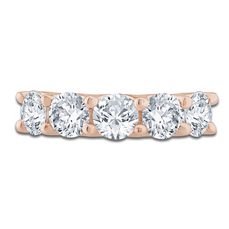 Main Image 3 of Lab-Grown Diamond Five-Stone Anniversary Ring 3 ct tw 14K Rose Gold