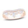Thumbnail Image 1 of Certified Marquise & Round-Cut Bezel-Set Diamond Contour Wedding Band 1/2 ct tw 14K Rose Gold