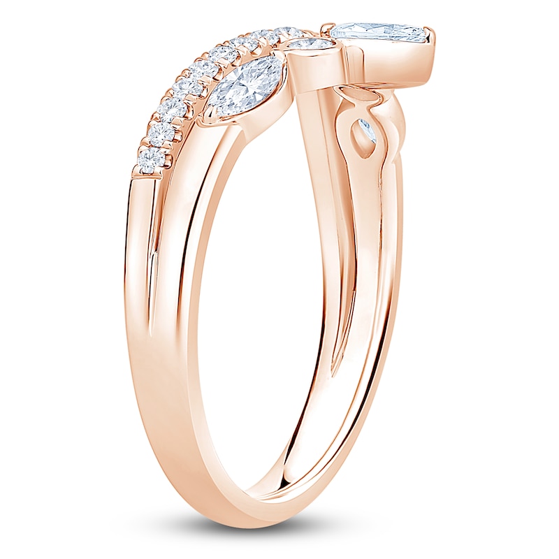 Main Image 2 of Certified Marquise & Round-Cut Bezel-Set Diamond Contour Wedding Band 1/2 ct tw 14K Rose Gold