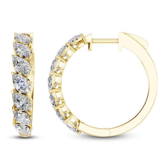 Jared Signature Pear-Shaped Lab-Grown Diamond Hoop Earrings 2 ct tw 14K Yellow Gold