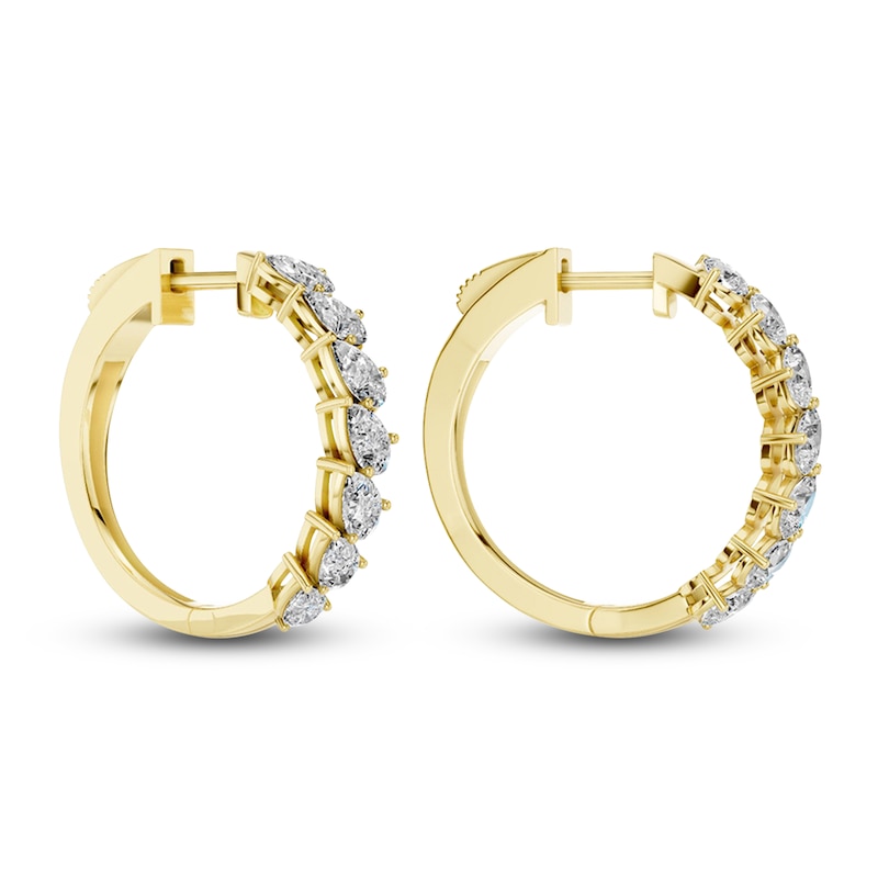 Main Image 4 of Pear-Shaped Lab-Grown Diamond Hoop Earrings 2 ct tw 14K Yellow Gold