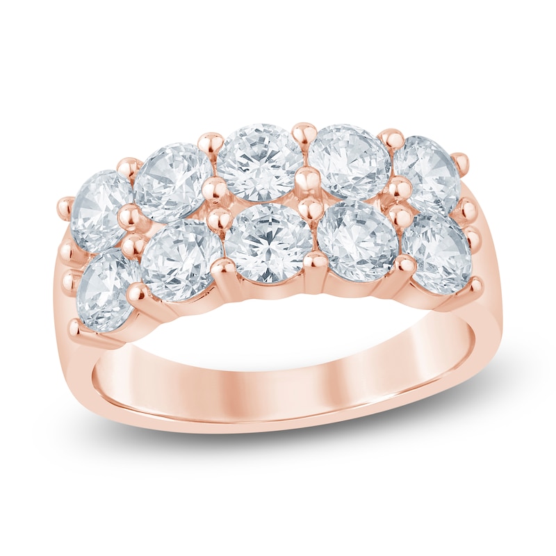 Main Image 1 of Lab-Grown Diamond Two-Row Anniversary Ring 2-1/2 ct tw 14K Rose Gold