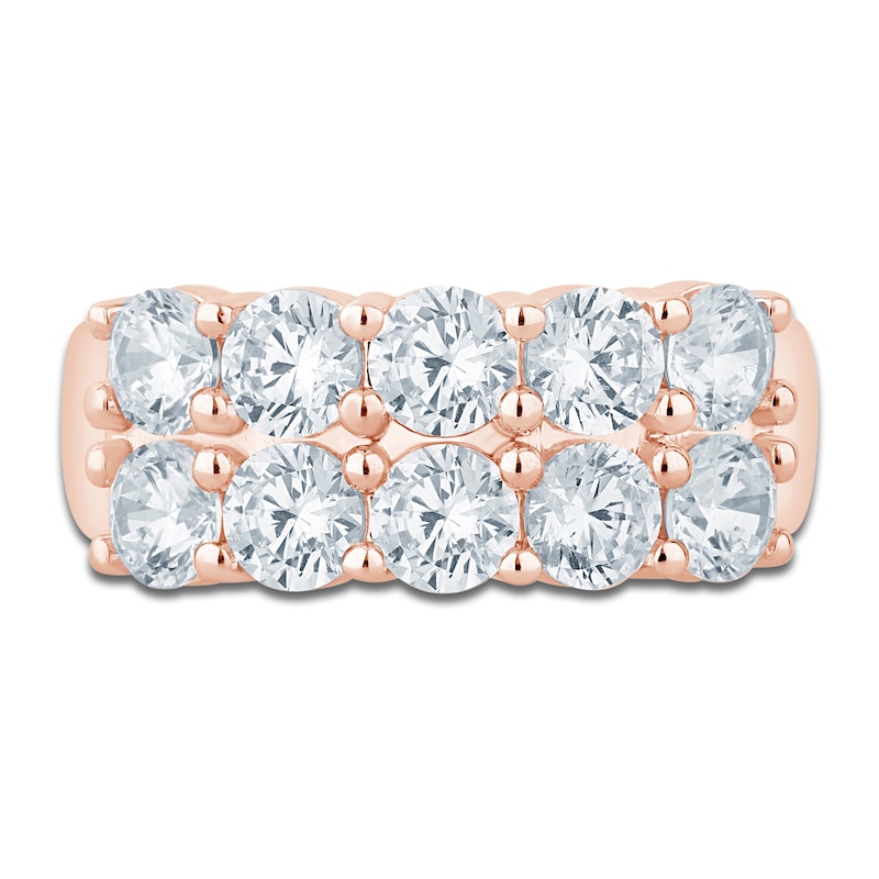Main Image 3 of Lab-Grown Diamond Two-Row Anniversary Ring 2-1/2 ct tw 14K Rose Gold